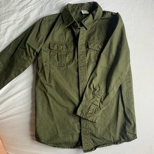 Army green dragon button up shirt